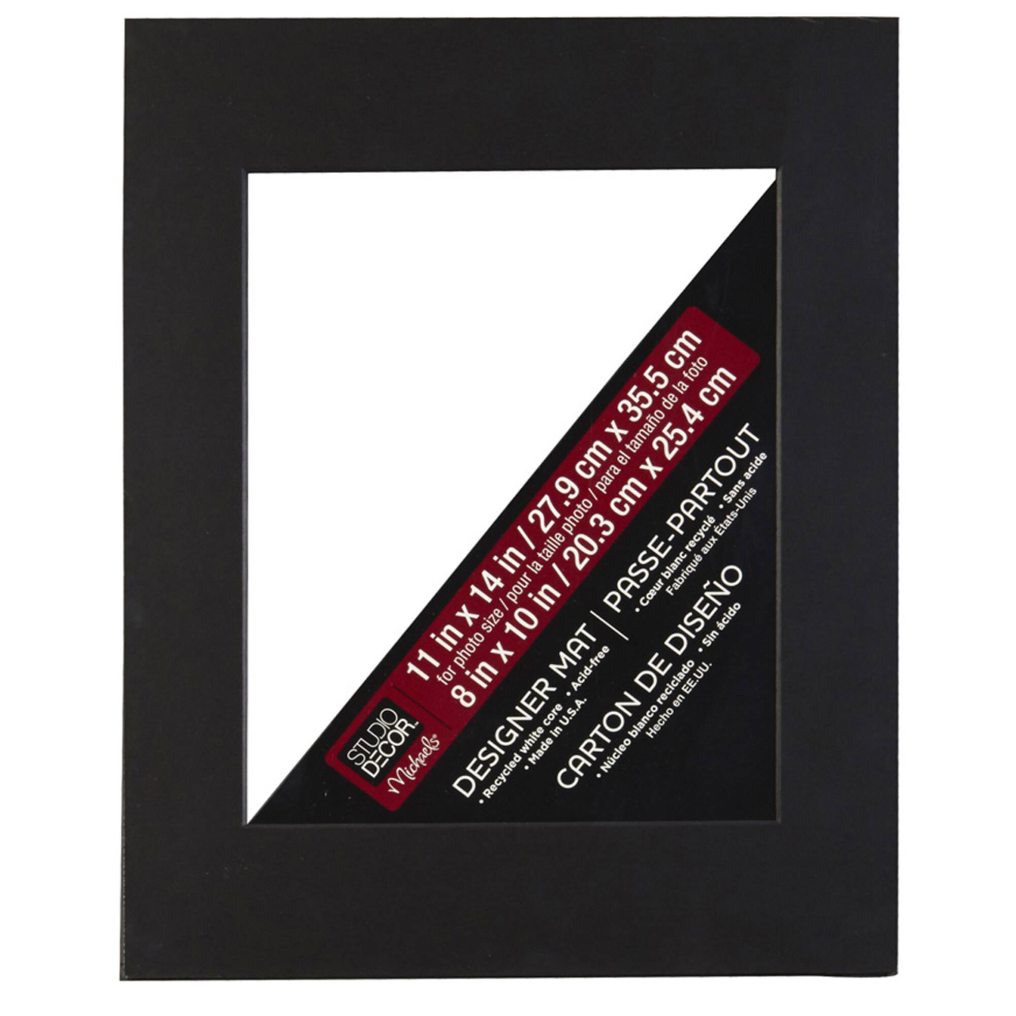 11" x 14" Black Core Mat by Studio Décor®, 8" x 10" Opening Size